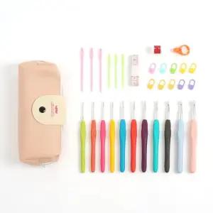 일상공방 코바늘 손뜨개 6종세트(인디핑크)/코바늘세트/입문용/그립감/코바늘모음/케이스/손바늘/수예/취미