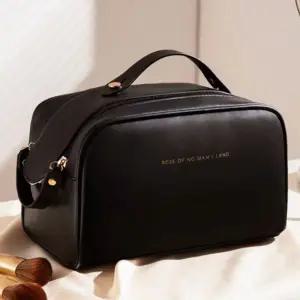 빅 오픈 대용량 메이크업 파우치 블랙/가방 화장품 백 보관함 수납 다용도 세면 세면도구 휴대용 미용 화장