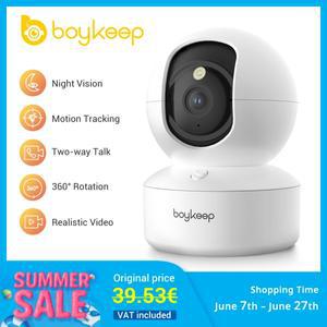Boykeep 2K 애완견 카메라(휴대폰 앱 ) 5G/2.4GHz WiFi 실내 보안 베이비 카메라 360 °   팬 & 틸트 양방