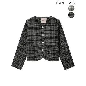 [하프클럽/바닐라비]여성 라운드넥 체크 트위드자켓