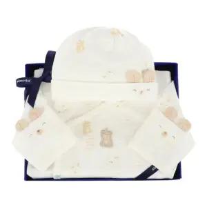 [갤러리아] (압소바,말띠,임신축하,태교,출산)새싹곰오가닉곰배냇슈트모자세트(A1A-14122)