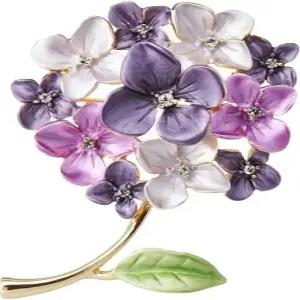 에나멜 퍼플 라일락 플라워 브로치 여성 칼라 수국 결혼식 핀