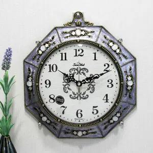 무소음 쥬얼리 골드보라 팔각형 주물 벽시계 HCA-634S