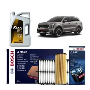 KIXX GX7 엔진오일 에어필터세트 더 뉴쏘렌토MQ4(2.2디젤 2023~) A3020+O0371+6L
