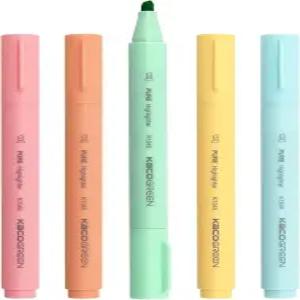 카코 에스테틱 귀여운 형광펜 5가지 다양한 마카롱 컬러 잉크 성경 마커 파스텔 노 블리드 퀵 드라이