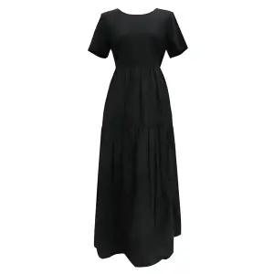 막스마라 PALMIRA 팔미라 레이온 반팔 롱 원피스 블랙 56260139600 001