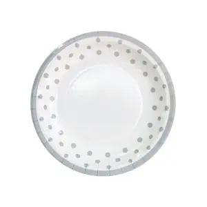 7in 도트라인접시(실버)/소품/1회용/칼라/축제/홈파티/행사/파티용/색깔/대형/생일이벤트/소형/칼라일회용