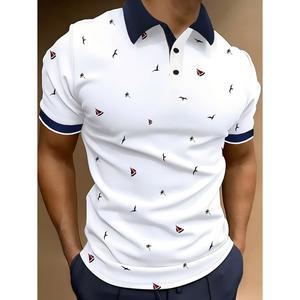 2026 여름 남성 골프 셔츠 - 3D 프린트 칼라 티셔츠, 약간의 신축성, 여름 캐주얼 스타일 반팔 상의