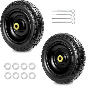 LTNICER 장착 고릴라 카트 바퀴 10인치 평평한 교체용 없음 핸드 트럭 가든 카트-5/8 액슬 보어 홀 2.1인치