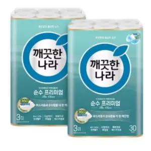 깨끗한나라 순수 프리미엄 더클래스 30m 30롤 2개