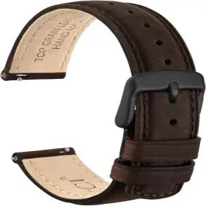 WOCCI 퀵 릴리스 시계 밴드 디스트레스 순정 가죽 스테인리스 스틸 버클 스트랩 폭 18mm 19mm 20mm 22mm