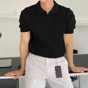 남성 패턴 반팔 카라 니트 티셔츠 캐주얼룩 오피스루즈핏 오버 커플 무지 캐주얼 남자박시 남녀공용 박스