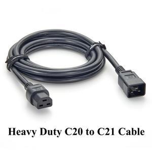 헤비 듀티 C20에서 C21로 전환 가능한 AC 전원 케이블, SJT 12AWG, 250V 20A, IEC-60320 컴퓨터 서버 연장