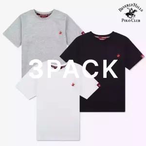 [폴로클럽] 로고자수반팔티셔츠 3PACK