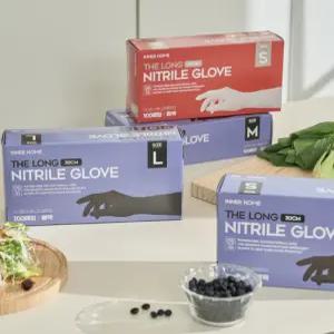 [이너홈]The Long 30cm 긴 목 니트릴장갑 위생 주방 청소 손목 보호 장갑 화이트 블랙 100매