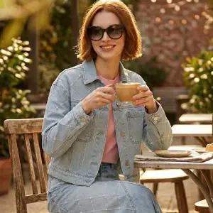 다이아몬드 펄 데님 자켓