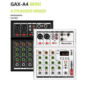 GAX-A4 4 채널 미니 믹서 오디오 전문 디지털 Dj 콘솔 라이브 믹싱 노래용 USB 휴대용 포함