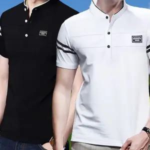 남성 반팔 카라 기능성 스포티 스트라이프 반팔 티셔츠 스탠드넥 슬림핏 여름 골프웨어 라운딩 스포츠