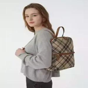 닥스 ACC 스테디셀러 브라운 체크 가죽 백팩 WCBA4F676W2