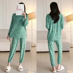 [유야]여성 앵두 긴팔티 조거바지 잠옷 세트 SHS0018 봄 가을