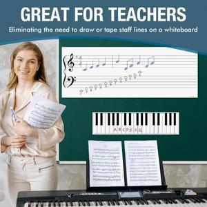 대형 자석 화이트보드 악보 피아노 건반 보드 펜 4개 지우개 1개 포함 음악 교실 용품