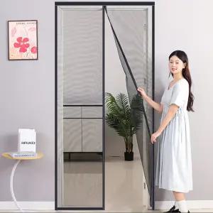 (홈쉴드) 현관 자석 문 모기장(90x210cm) (블랙)