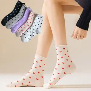 러블리 하트 무압박 돌돌이 양말 5개 세트/스니커즈/운동/데일리/삭스/학생/스포츠/패션/컬러/여성/발목