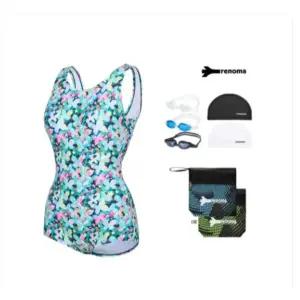 [롯데백화점]레노마 여성 U백 로우컷 인컵 원피스수영복.수경.수모 4종세트 LS2G806_지퍼백증