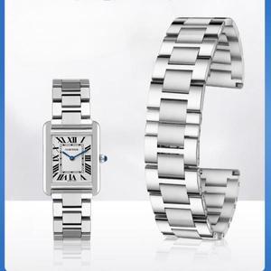 특별한 플랫 인터페이스 디자인 까르띠에 탱크 솔로 론데 시리즈 솔리드 스테인레스 스틸 시계 스트랩을 위