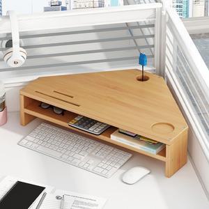 삼각형 모니터받침대 코너선반 책상 월넛 우드 모서리수납장 코너받침대 나무 피씨