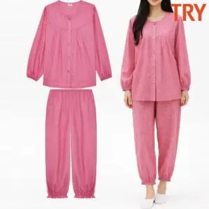 여성잠옷 60수 순면 주자 홈웨어 집에서 입는 파자마 긴팔 프릴 9부 세트