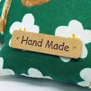 1개 우드색상 4x1 인조가죽 HAND MADE 라벨 핸드메이 뜨개질 손 코트라벨 목도리선물 DIY