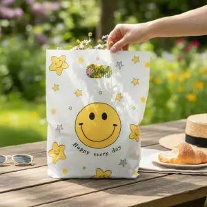 스마일 비닐봉투 100매 소 포장 쇼핑백 답례품 선물 포장지 일회용 봉지 매장용