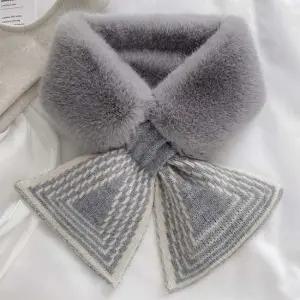 보온 리본 털목도리 숄카라 넥워머 짧은 페이크퍼