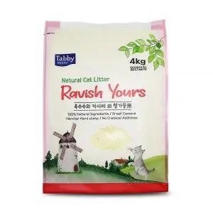 테비 라유 카사바 고양이모래 4㎏ 일반입자 천연원료 응고형모래 강력한응고