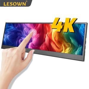 LESOWN 4K 긴 보조 14.1 인치 모니터 3840x1100 IPS LCD 터치 스크린 사이드 바 디스플레이 노트북 PC Wind