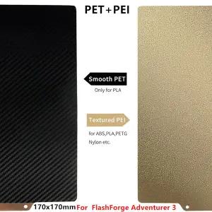 업그레이드 170x170mm Adventurer 3 빌드 플레이트 PEI 시트 FlashForge Adventurer 3용 있는 PETPEI 스프