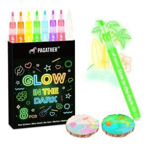 8가지 색상 야광 마커 - 락 형광 공예용 라운드 및 페인트 펜 원단, 페인팅, 네온 DIY 목재 유리, 팁 2MM