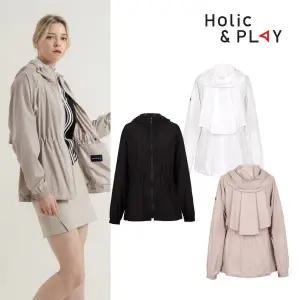 [홀릭앤플레이][H&P] 홀릭앤플레이 여성 오버핏 플레어 바람막이-HB1WJP001