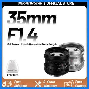 브라이트인 스타 35mm F1.4 풀프레임 수동 초점 MF 미러리스 렌즈 (소니 E ZVE10 A6400, 니콘 Z, 캐논 RF,