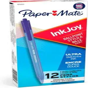 페이퍼메이트 잉크조이 100RT 리트랙터블 볼펜 미디엄 포인트 블루 12박스