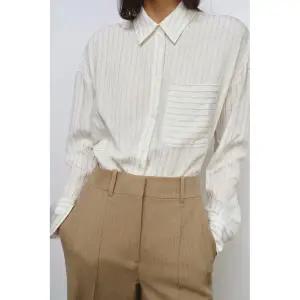 ZARA ZW 컬렉션 스트라이프 플루이드 셔츠 - 크림