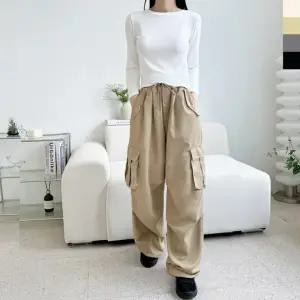 GPA SF1031W 여자 카고 포켓 무릎핀턱 스트링 조거 와이드