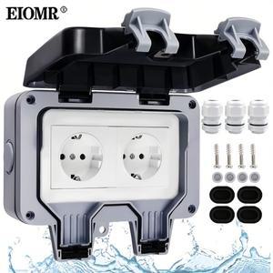EIOMR IP66 방진 방수 소켓 EU 전 세계적으로 적용 가능 표준 전원 콘센트 가정용 욕실 정원 외부 16A