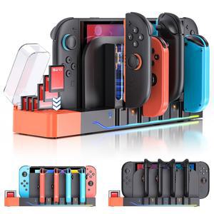 [스위치 2 충전기 도크], 스위치 2 컨트롤러 충전, 조이콘 2/1용 8 in 1 고속 충전기, 닌텐도 2용 무선 휴대용 양방향 자기 충전기