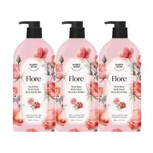 해피바스 플로레 머스크 로즈 바디워시 900g, 3개