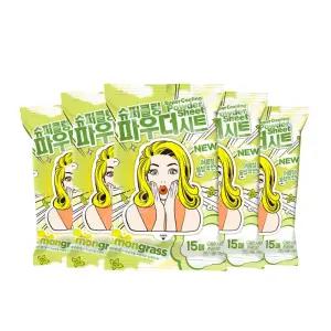미스사사 슈퍼쿨링 파우더시트 레몬그라스 15매 x 5 겨드랑이 땀제거 땀냄새 데오드란트티슈