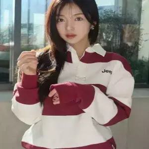 지프 jeep 레트로 마운틴 1941 스트라이프 카라 맨투맨 (JR5TSU825BG)