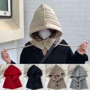 더모아상회 여성 니트 후드 넥워머 1P 꽈배기 바라클라바 간절기