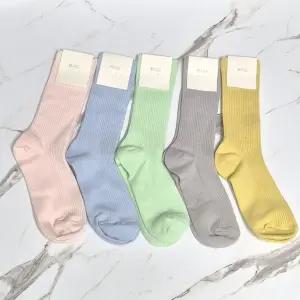 파스텔 긴목 골지 국산 양말 1P 여성 남성 왕발 사이즈